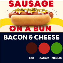 Load image into Gallery viewer, Quizine: Sausage on a Bun (BACON &amp; CHEESE)
