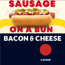 Load image into Gallery viewer, Quizine: Sausage on a Bun (BACON &amp; CHEESE)
