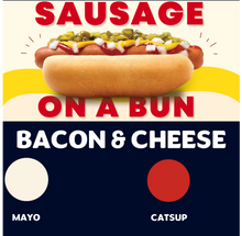 Load image into Gallery viewer, Quizine: Sausage on a Bun (BACON &amp; CHEESE)
