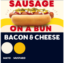 Load image into Gallery viewer, Quizine: Sausage on a Bun (BACON &amp; CHEESE)
