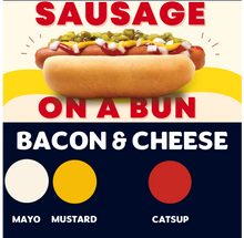 Load image into Gallery viewer, Quizine: Sausage on a Bun (BACON &amp; CHEESE)
