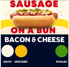 Load image into Gallery viewer, Quizine: Sausage on a Bun (BACON &amp; CHEESE)
