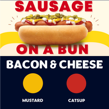 Load image into Gallery viewer, Quizine: Sausage on a Bun (BACON &amp; CHEESE)
