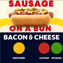 Load image into Gallery viewer, Quizine: Sausage on a Bun (BACON &amp; CHEESE)
