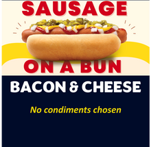 Load image into Gallery viewer, Quizine: Sausage on a Bun (BACON &amp; CHEESE)
