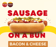 Load image into Gallery viewer, Quizine: Sausage on a Bun (BACON &amp; CHEESE)
