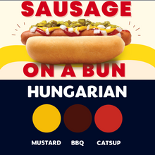 Load image into Gallery viewer, Quizine: Sausage on a Bun (HUNGARIAN)
