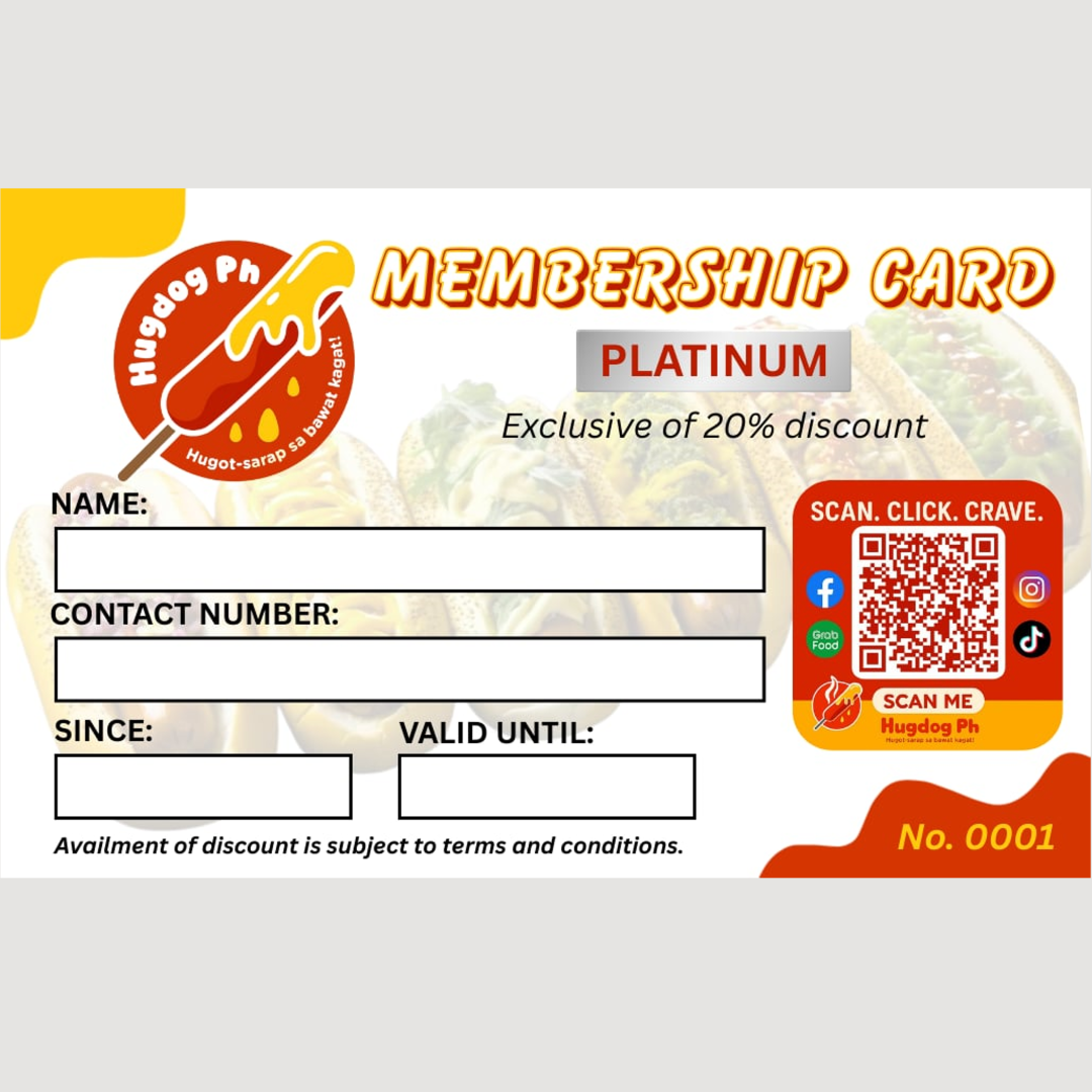 Hugdog PH Membership Discount Card (with Free Sausages)