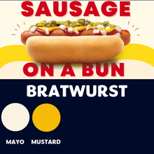 Load image into Gallery viewer, JUMBO Sausage on a Bun (BRATWURST)
