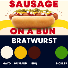 Load image into Gallery viewer, JUMBO Sausage on a Bun (BRATWURST)
