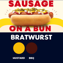 Load image into Gallery viewer, JUMBO Sausage on a Bun (BRATWURST)
