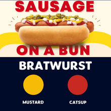 Load image into Gallery viewer, JUMBO Sausage on a Bun (BRATWURST)
